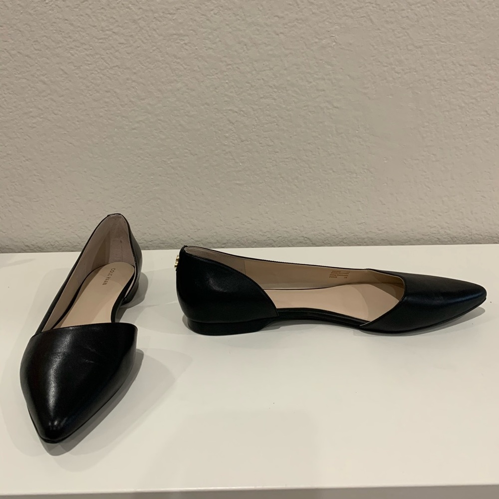 Brand new black leather half d’orsay flats!